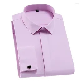 Camicie da uomo camicie bianche camicia smoking reguarr fit maniche lunghe gemelli francesi di lusso a bottone di lusso cuffia per la festa di business party wedding4xl