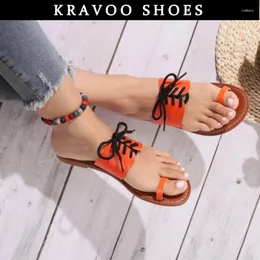 أحذية Slippers Kravoo للنساء Flip Flups Thong Thong Sandals Lace-Up Slipper بالإضافة إلى Size Beach Slides Summer 2024