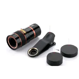 Novo clipe universal 2024 lente 20x/12x/8x Câmera de telefone zoom Lente telefoto lente Telescópio monocular Telescópio Universal Telescópio Lens de Telescópio Kit2.1.