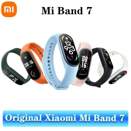 Pulseiras originais xiaomi mi banda 7 6 colorido amoled 1,62 "tela smart bracelete de oxigênio fitness traker 5atm banda esportiva à prova d'água