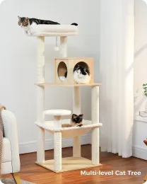 스크래퍼 고양이 가구 스크래치 고양이 가구 집 고양이 긁기 고양이 용품을위한 콘도 긁힘 포스트가있는 다단계 고양이 나무 타워