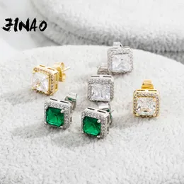 Stud Earrings JINAO 2024 European And American Style High Quality Cravejado Cubic Zircon Two Colors Rectangular Earring Jewelry