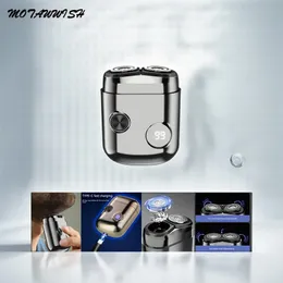 Mota Digital Display Shaver elétrico Mini-cabeça de dupla cabeça de dupla portátil tipo C barba recarregável Shaver 240411