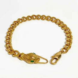 Chain Perisbox Color Gold Gold Green Eyes Snake Head Chain Bracelet para mulheres Punk Hip Hop Bracelet Jóias de Aço Titânio Y240420