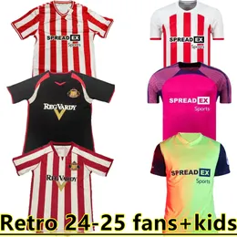 24 25 Sunderland Futbol Forması Stewart Simms Roberts Amad Clarke Dajaku Embleton Evans O'Nien Futbol Gömlek Pritchard Mens Kids Kit 05 06 Retro 888888