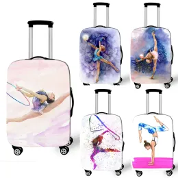 Accessories Gracefully Rhythmic Gymnastics Art Print Luggage Cover Antidust Suitcase Women's Travel Accessories Elastic Trolley Case Cover