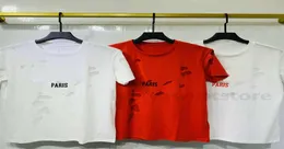 Nuovo Arrivo Luxury Europe Paris Tanda rotta maglietta a due strati Maglietta in tessuto da donna da donna grande lettere maglietta magliette magliette C1145357