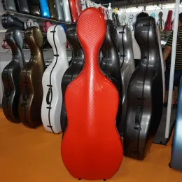 Strumenti uscita di fabbrica 4/4 violoncello in fibra di carbonio Case rigida da 3,6 kg di colore rossa a strisce leggera