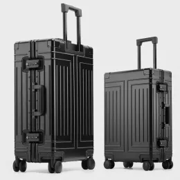 Walizka bagażowa Nowe duże wielkość magnalium luksus bagażowy aluminium aluminium obudowa wózka metalowa aluminiowa walizka podróżna na kółkach