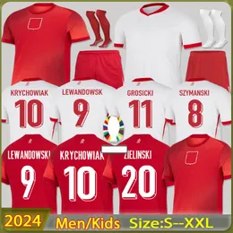 2024 Eurocup Polands Lewandowski Soccer Jerseys Polonia 24 Krychowiak Grosicki Zielinski Milik Zalewski Szymanski 24/25 Польская футбольная рубашка Мужчина Kid