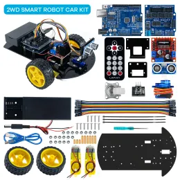 Ultrasonik Modüllü Arduino 2WD Şasi Robot Otomobil Kiti, L298N Sürücü Kurulu, Uzaktan, IR Kontrolü için Kontrol Lafvin Akıllı Robot Otomobil