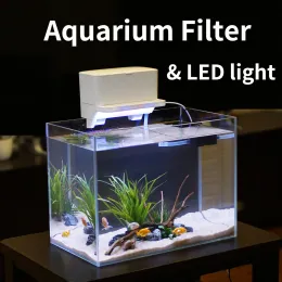 浄化器ポール水族館電源フィルターLED照明付き、魚タンクの静かなろ過、3Wウォーターポンプ付きのカメタンクのためのタートルタンクが含まれています