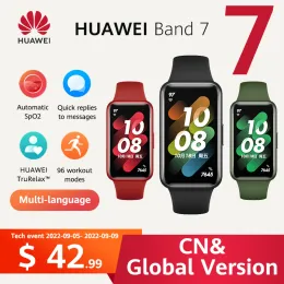 Armband i lager Original Huawei Band 7 Smart Band Blood Oxygen 1.47 '' Inch Heart Tracker Smartband 2 veckor Batterilivslängd