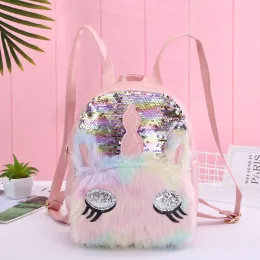 Bolsas de lantejoulas de lantejoulas reversíveis mochila macio de luxo kawaii para mochila para meninas para adolescentes de inverno Girls Travel Bagpack