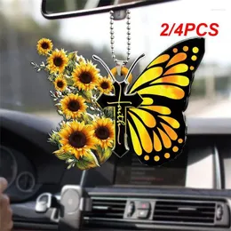 Garden Decorations 2/4PCS Creative Cross Butterfly Pendant Car Charm For Rearview Mirror Fairy Hanging Ornament Keychain