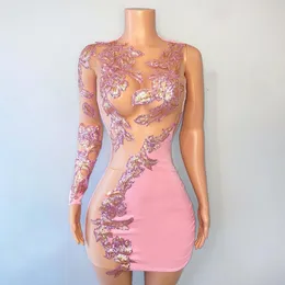 Sexy Illusion Short Prom Dresses With Sequined Lace Long Sleeves Black Girls Mermaid Party Gala Gowns Cocktail Dresses