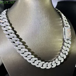 Hot Selling Sterling Silver Cuban Chain Necklace Ice Out Through Diamond Testing Moissanite Hip Hop Chunky Cuban Chains