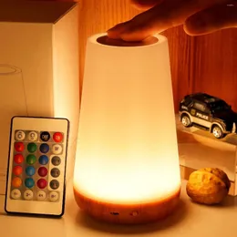 Luzes noturnas 13 Alteração de cor Luz RGB Controle remoto Touch Touch Lamp Dimmable Tabela portátil Lâmpadas de cabeceira recarregável USB