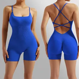 Mulheres sem mangas Mulheres de rua corporal BodyCon Rompers de pescoço de pescoço de ioga de Yoga Gym Clothing roupas esportivas 240415