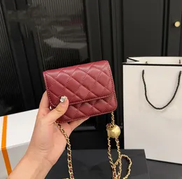 13cm Mini Altın Top Flep Bel Çanta Meydanı Klasik Kaptan Eklenen Zincir Omuz Çantası Kayışı Altın Metal Donanım Crossbody Designer Lüks Bayanlar Çanta