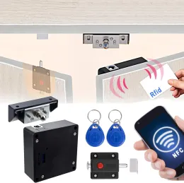 Kontrol Elektronik Dolap Kilidi, Akıllı NFC RFID Kilitleri, Çift Kapılı Dolap Çekmecesi için Slayt Mandal Kilidi ile Gizli DIY Dolap Kilidi