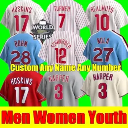 2024 Maglie da baseball per giovani nuove donne Bryce Harpe Trea Turner Rhys Hoskins Philadelphia JT Realmuto Schwarber Stitch Jersey