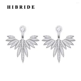 Studörhängen Hibride Design White Gold Color Cubic Zircon for Women Birdal Accessories Boucle D'Oreille Jewelry E-01