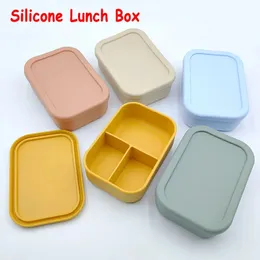 Silicone Bento Lancheira para crianças 3ComPartment Portátil Picnic Combation Comida Baby Food Recurs a 240412 GRÁTIS