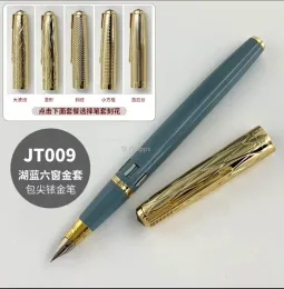 Pens St Penpps 601a Lake Blue مع نافذة الحبر نافورة فاونتن حبر الحبر القلم F Nib Stationery Office Office Hight