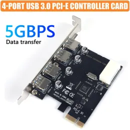 Karten PCIe Riser -Erweiterungskarte 4 Ports USB PCI Express PCIe USB 3.0 Highspeed Hub -Hub -Adapter für PC -Computerzubehör