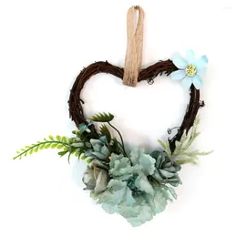 Flores decorativas Spring Heart Forma Rose Floral Wreath Party Home Decoration for Wedding Arch Decoração da parede da porta da frente