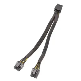 2024 de alta qualidade 25 cm de ajuste y-splitter y-splitter gpu cabo pcie 8 pinos fêmea a dupla 2x8 pin6+2 Male PCI Express Power Adapter Extension