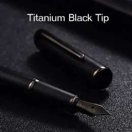 Pens Picasso Black Metal Fountain Pen Titanium schwarz f Nib 0,5 mm Mattes Barrel Geschenkbox Ausgezeichnetes Geschäftsbüro Schreibset Set