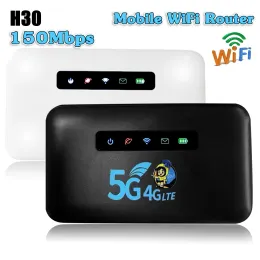 Routers H30 Mobile WiFi Router 4G LTE 150 Mbps Portable Modem Mini Router med SIM Card Slot Hotspot Pocket 2600mAh för utomhusresor