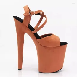 Sandals 20CM/8inches Flock Upper Fashion Sexy Exotic High Heel Platform Party Women Modern Pole Dance Shoes MA045