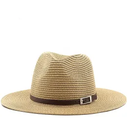 Size 54-56-58 59-60cm Natural Panama Straw Hat Summer Men Women Wide Brim Beach UV Protection Fedora Sun Hat Wholesale 240418