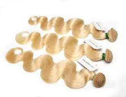 Wefts Grade10A Bleach Blonde 613 Virgin Hair Brazilian Virgin Heaer Weaves Bundles Body Wave Eurasian Russian Peruian IndianMala