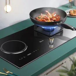 Kontrola elektrycznej kuchenki gazowej wbudowana stół podwójne zastosowanie elektryczne piec gazowy do domu 5 kW Fierce Fire Fire Poctertop Stove Kontrola Wi -Fi Smart