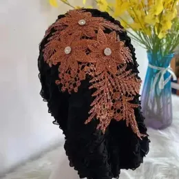Fashion Flower Womens Turban Cap Bandas de cabelo feminino Capatos prontos para usar acessórios de roupas de cabeça de roupas de cabeça muçulmana 240410