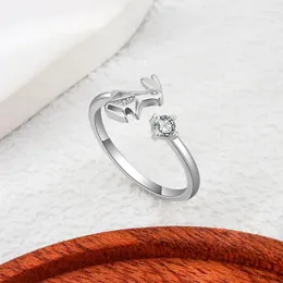 Klusterringar 925 Sterling Silver Zircon Engagement for Women Ins smycken Kvinnliga tillbehör Partihandelsmycken argent