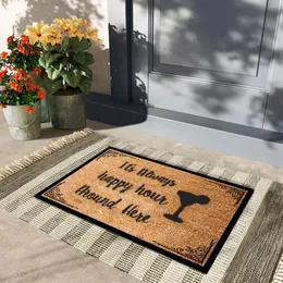 Mattor Happy Hour Welcome Mat för golvgummi backing Anti Slip Margarita Wine Doormat Outdoor Ytter 18x30 Mattor