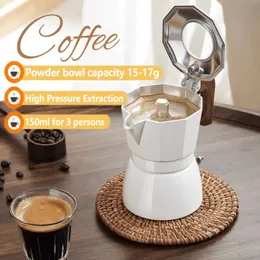 150 ml Doppia caffettiera per 3 persone Espresso Ction Moka Pot Outdoor Brewing Attrezzi da caffettiera ad alta temperatura 240417
