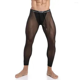 Calças masculinas esportam esportes respiráveis em malha com cintura de cordão para ciclismo Treinamento de fitness Ultra-Thin