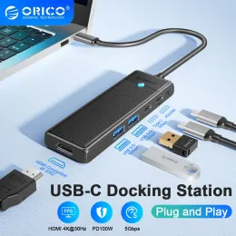 HUBS ORICO USB C HUB Typec Docking Station to HDMICAPTIBLE USB 3.0 Adapter PD100W Card Read Splitter for MacBook Pro Airipad Pro