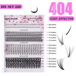 Individual Eyelashes DIY Cluster Lashes Kit 404 Pcs Segmented Eyelashes Extension Dense Slender Grafted Lashes with Bond & Seal Eyelash Tweezers