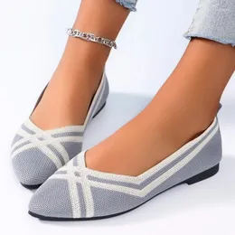 Sapatos casuais primavera e outono de lazer de moda plana feminina elástica de tricô feminina boutique 2024