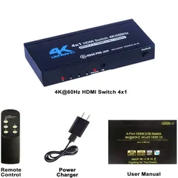 2021 أفضل 4K HDMI مفتاح التبديل 2.0 دعم RGB 4: 4: 4 HDR Switch 4K 60Hz 2.0 Switch Remote IR UHD 4 Switcher Switcher