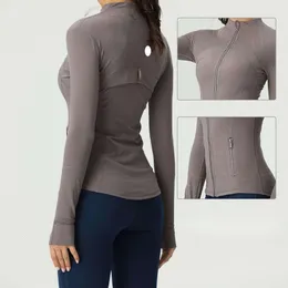 Lu Yoga Clothes Designer Women Top Quality Luxury Fashion Shirts Elasticity Tight Fitting Standing Neck Zippered Jacket Suit Jacket Womens Shaping