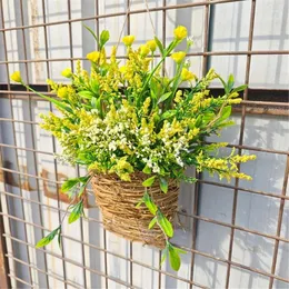 Flores decorativas cestas artificiais corajas de parede decorações de primavera de floral sofisticado decora a porta da frente de verão