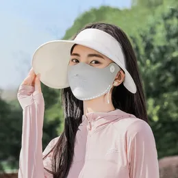 Bandanas Sunscreen Mask Sun Hat Whore Girl Girl Silk Face Wide Brim Пустная верхняя кепка езда езды на прогулке спортивные козырьки